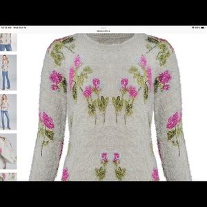Venus grey floral fuzzy sweater